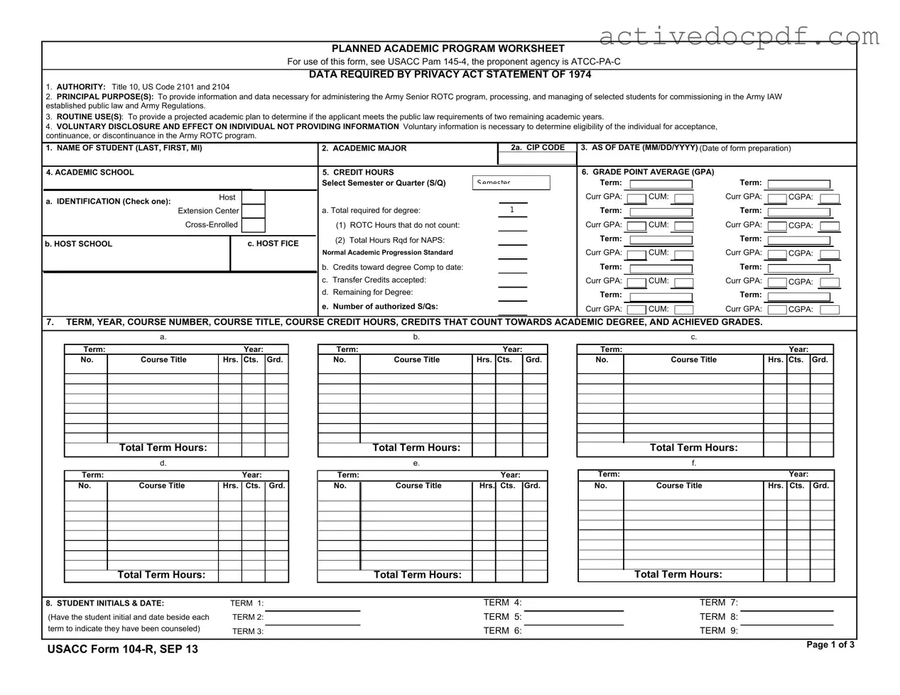 Free 104 R PDF Form