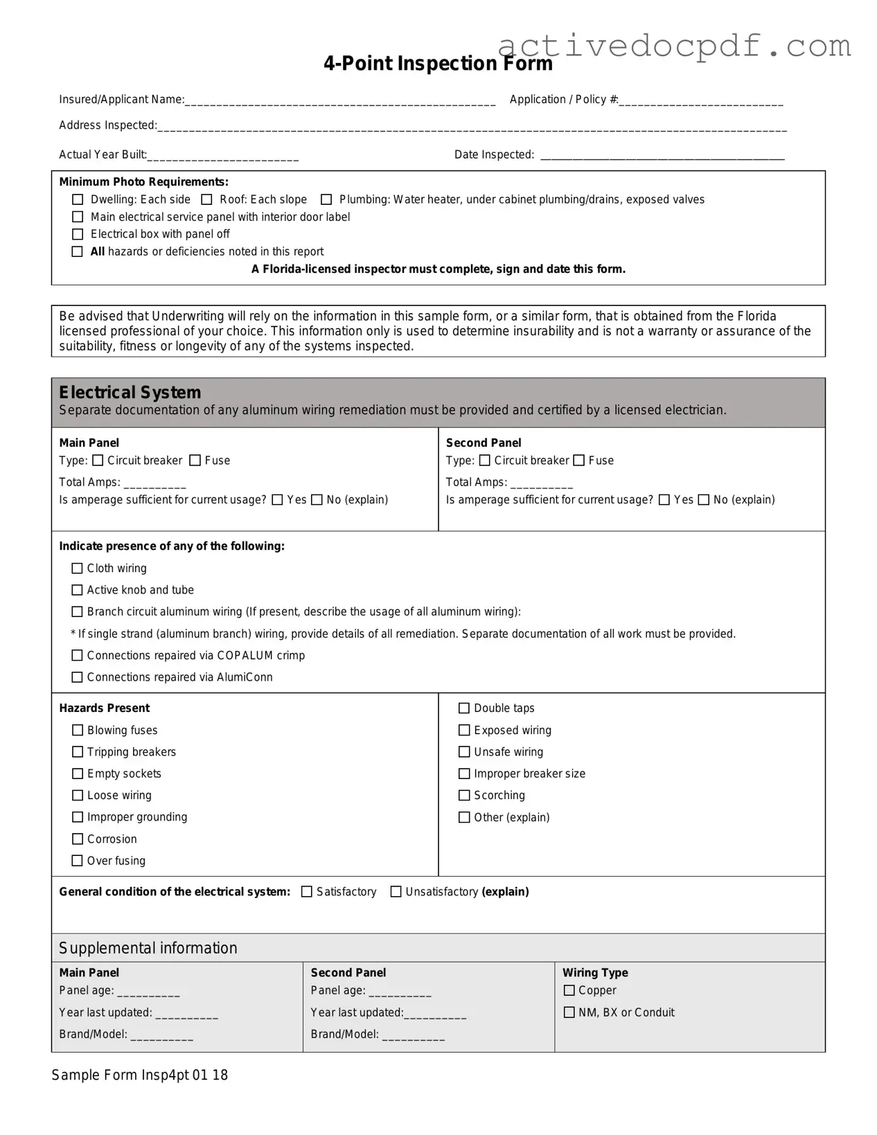 Free 4 Point Inspection PDF Form