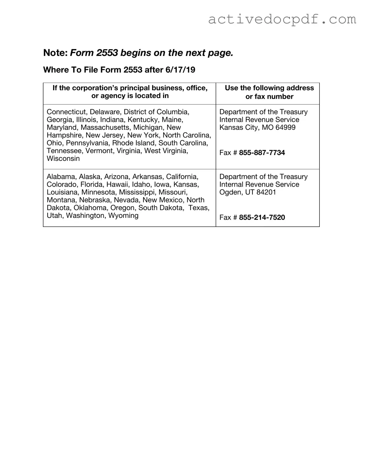 Free IRS 2553 PDF Form