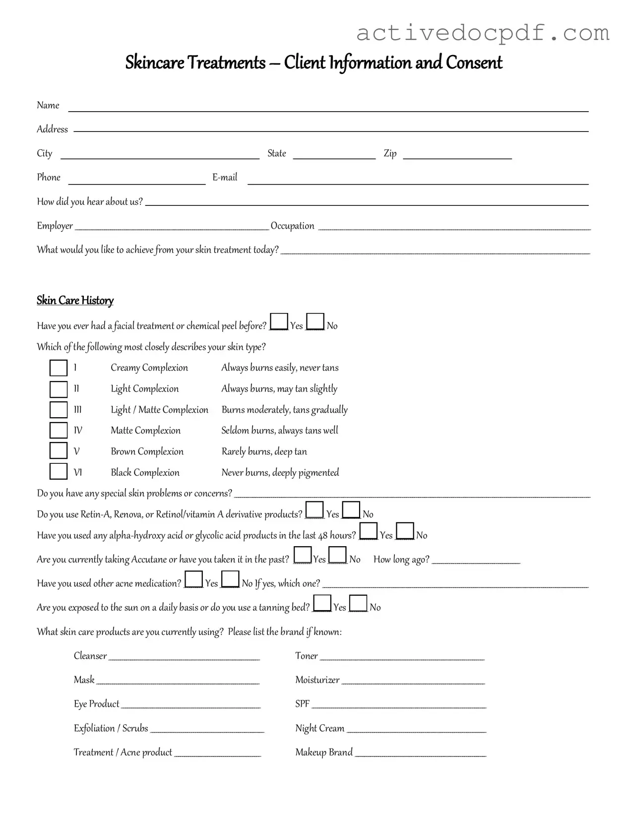 Free Facial Consent PDF Form