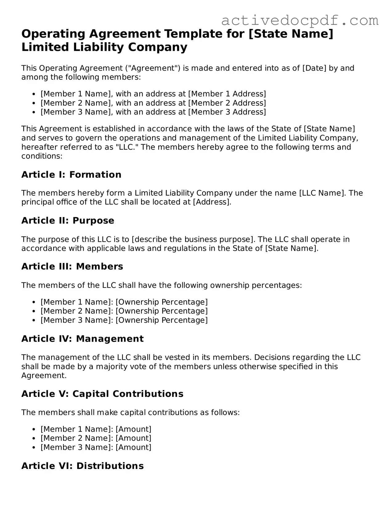 Legal Operating Agreement Template