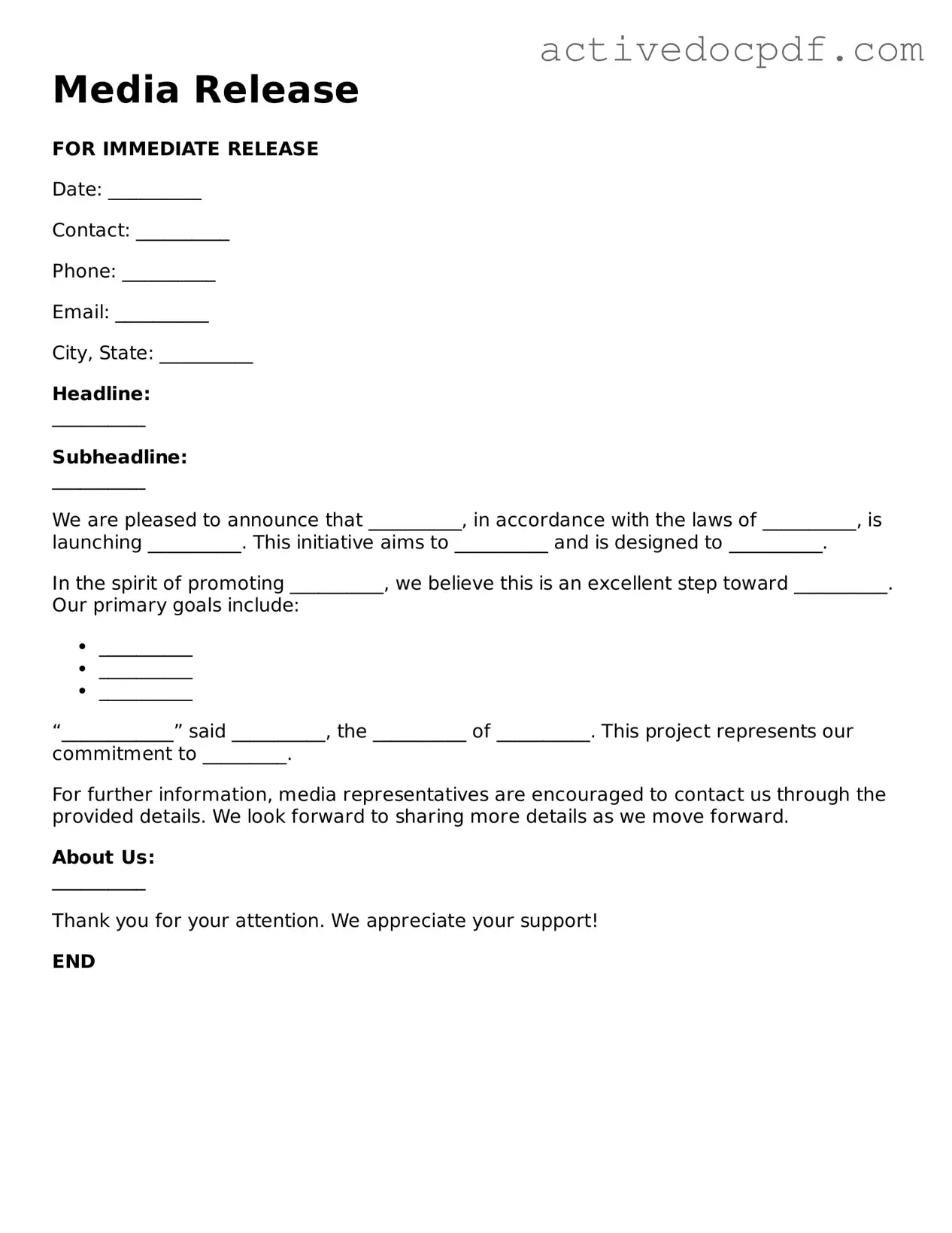Legal Media Release Template