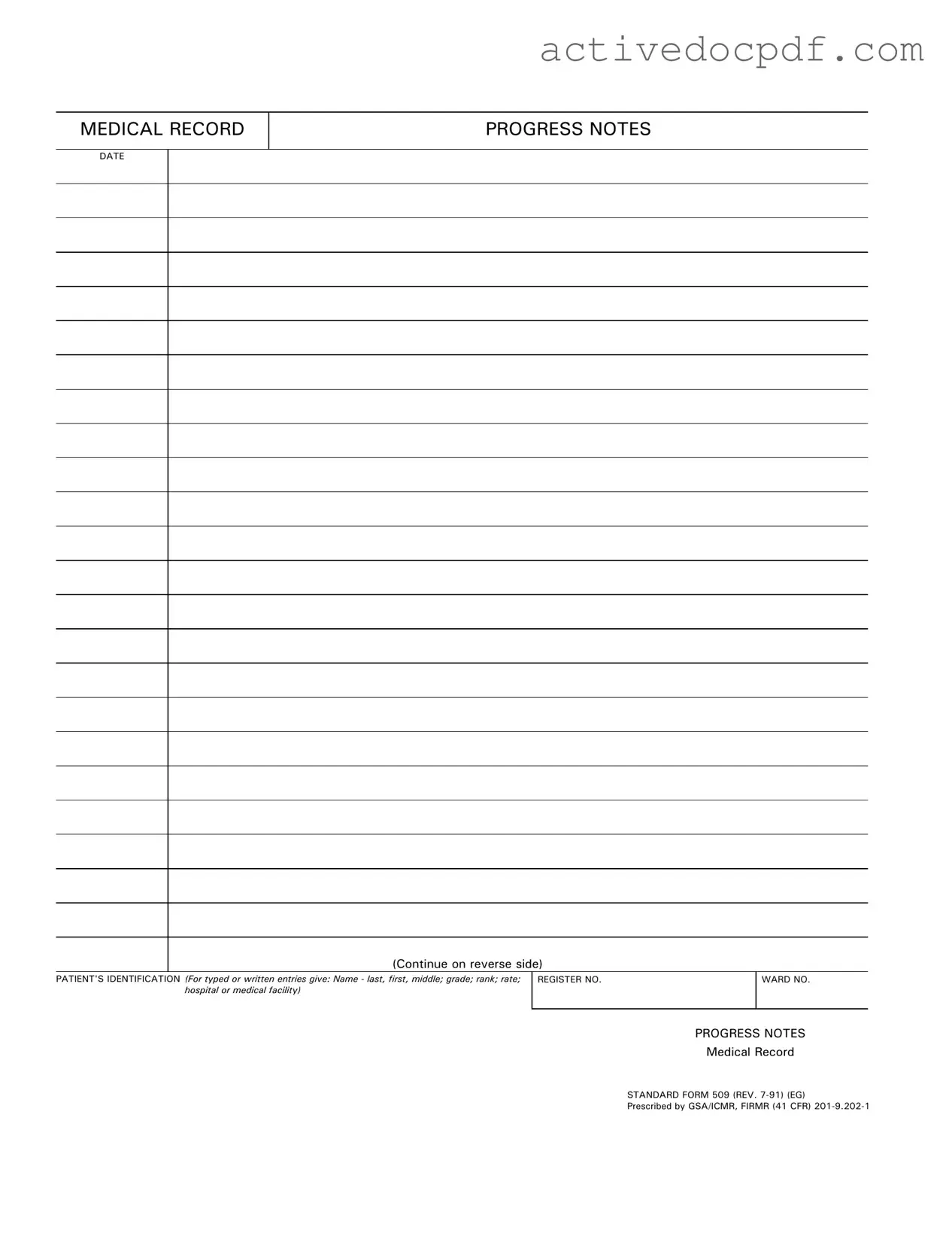 Free Progress Notes PDF Form