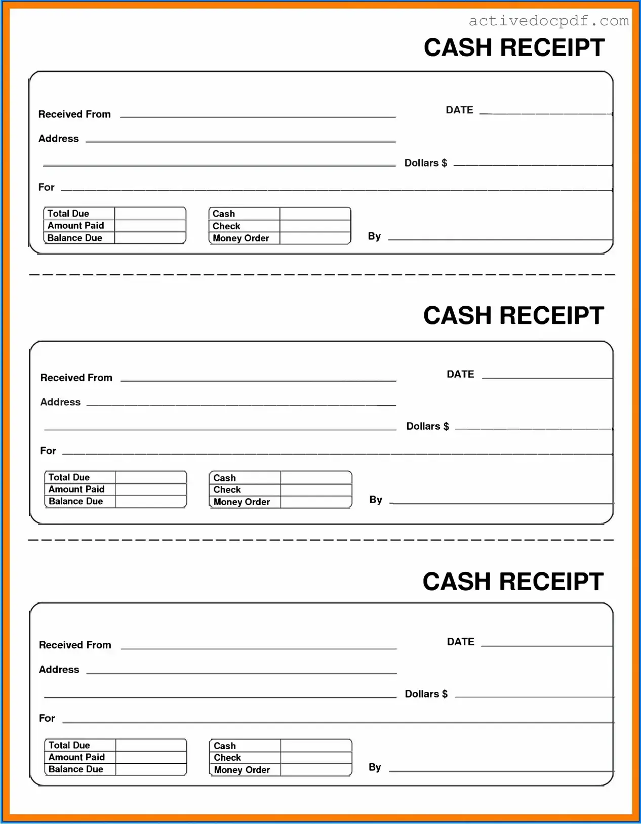 Free Cash Receipt PDF Form