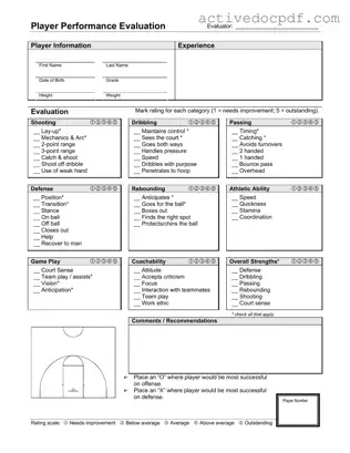 Free Basketball Evaluation PDF Form