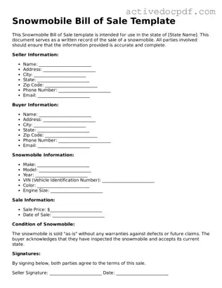 Legal Snowmobile Bill of Sale Template