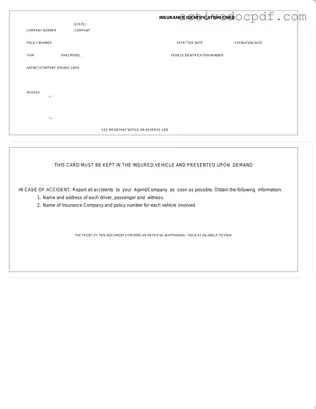 Free Auto Insurance Card PDF Form