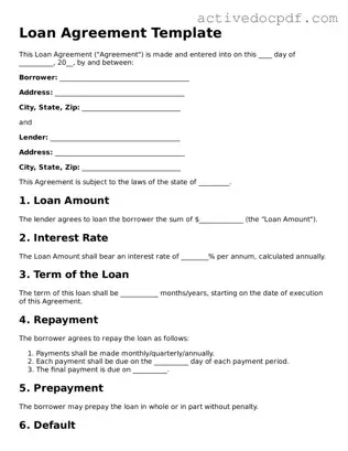 Legal Loan Agreement Template