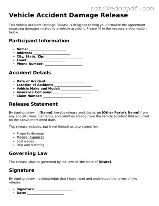 Legal Vehicle Accident Damage Release Template