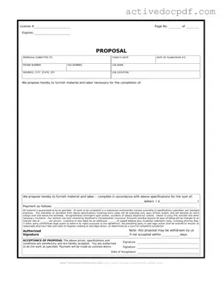 Free Construction proposal form PDF Form