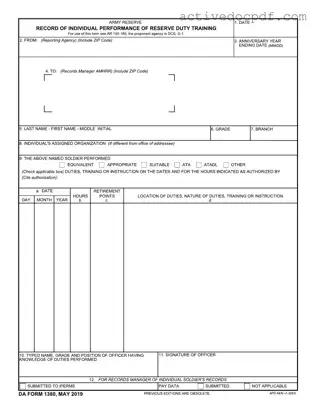 Free Da 1380 PDF Form