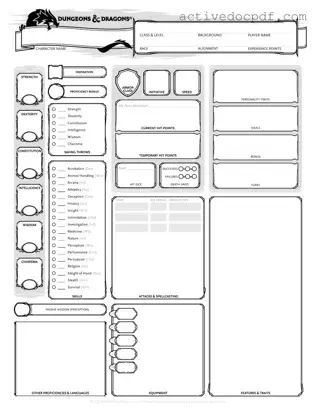 Free Dnd Character Sheet PDF Form