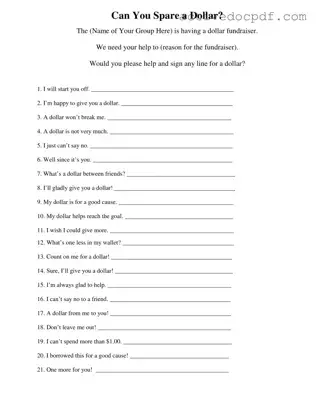 Free Donated A Dollar PDF Form