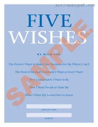 Free 5 Wishes Document PDF Form