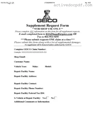 Free Geico Supplement Request PDF Form