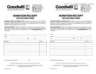 Free Goodwill donation receipt PDF Form