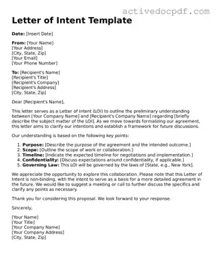 Legal Letter of Intent Template