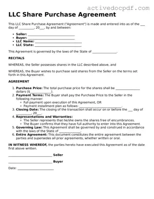 Legal LLC Share Purchase Agreement Template