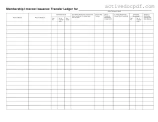 Free Membership Ledger PDF Form