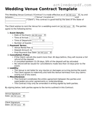 Legal Wedding Venue Contract Template