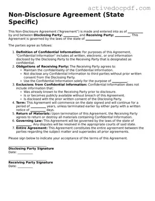Legal Non-disclosure Agreement Template