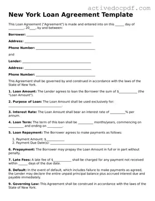 Legal Loan Agreement Document for New York State