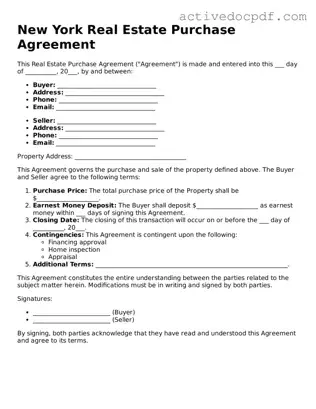 Legal Real Estate Purchase Agreement Document for New York State
