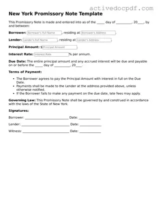 Legal Promissory Note Document for New York State