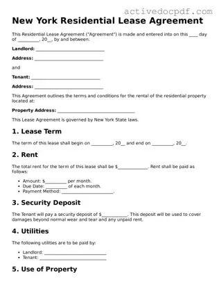 Legal Residential Lease Agreement Document for New York State