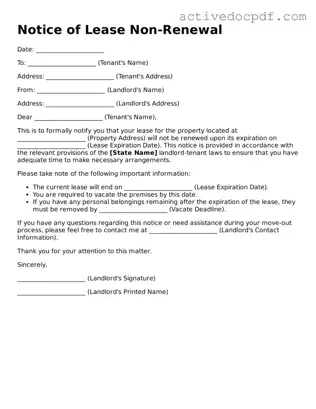 Legal Notice of Lease Non-Renewal Template