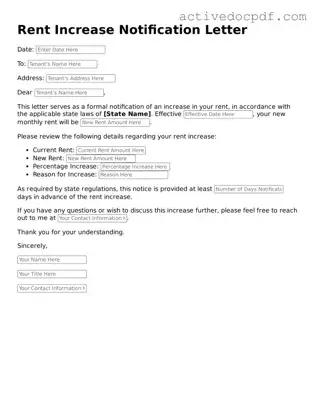 Legal Rent Increase Letter Template