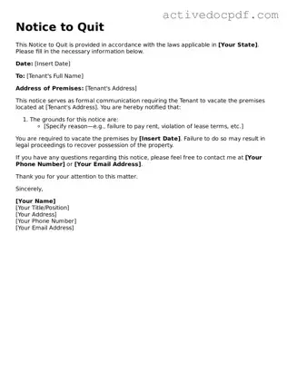Legal Notice to Quit Template