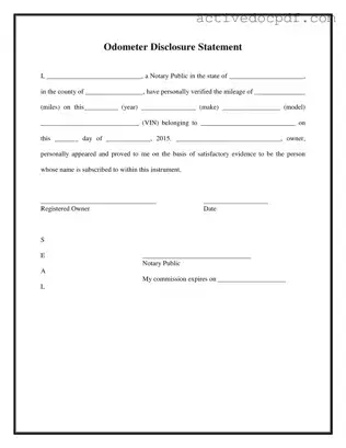 Free Notarized Odometer Statement PDF Form