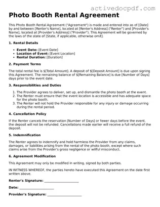 Legal Photo Booth Rental Agreement Template