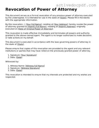 Legal Revocation of Power of Attorney Template
