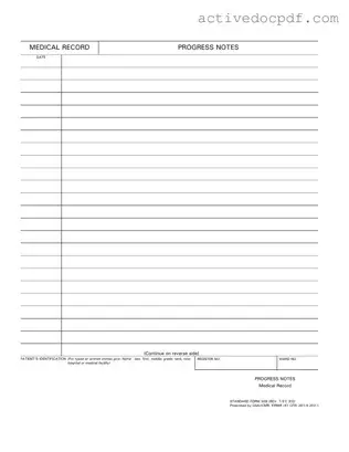 Free Progress Notes PDF Form