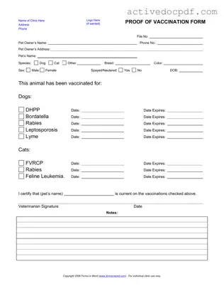 Free Proof Of Vaccination Dog PDF Form