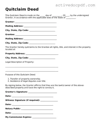 Legal Quitclaim Deed Template