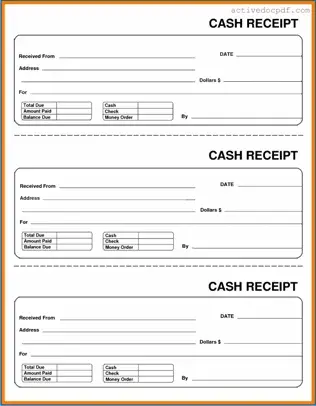 Free Cash Receipt PDF Form