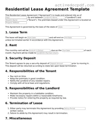 Legal Residential Lease Agreement Template