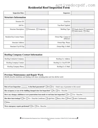 Free Roof Inspection PDF Form