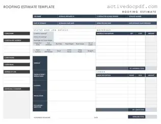 Free Roofing Estimate PDF Form