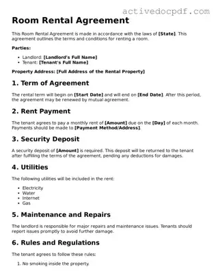 Legal Room Rental Agreement Template