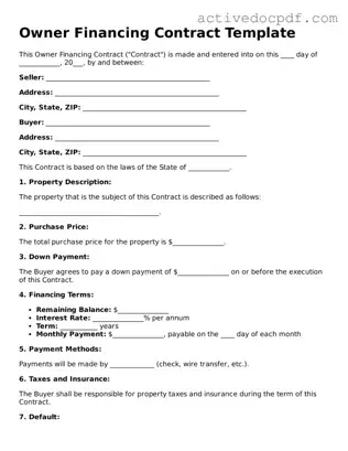 Legal Owner Financing Contract Template