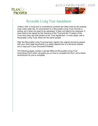 Free Trust Amendment PDF Form