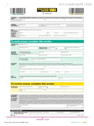 Free Western Union PDF Form