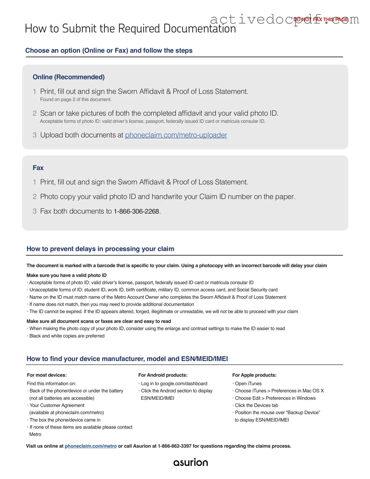 Free Asurion F-017-08 MEN PDF Form