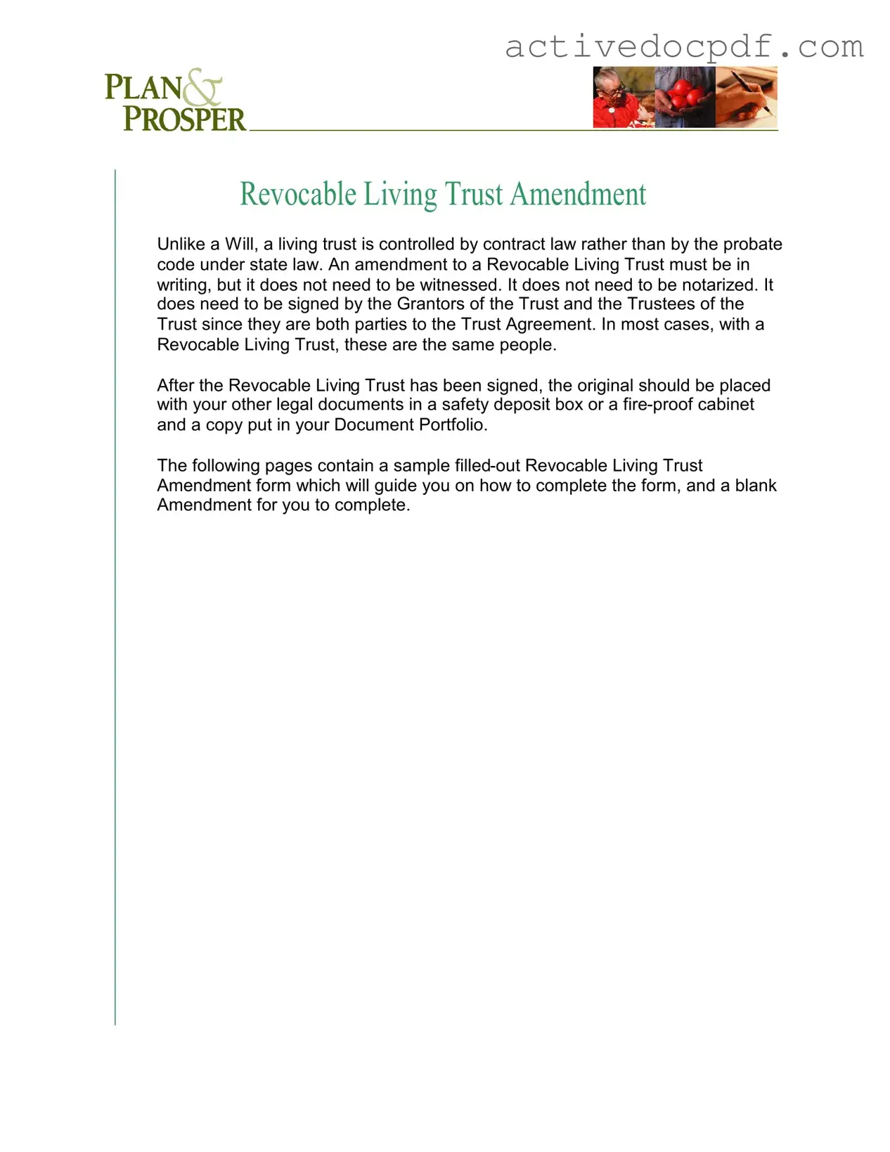 Free Trust Amendment PDF Form