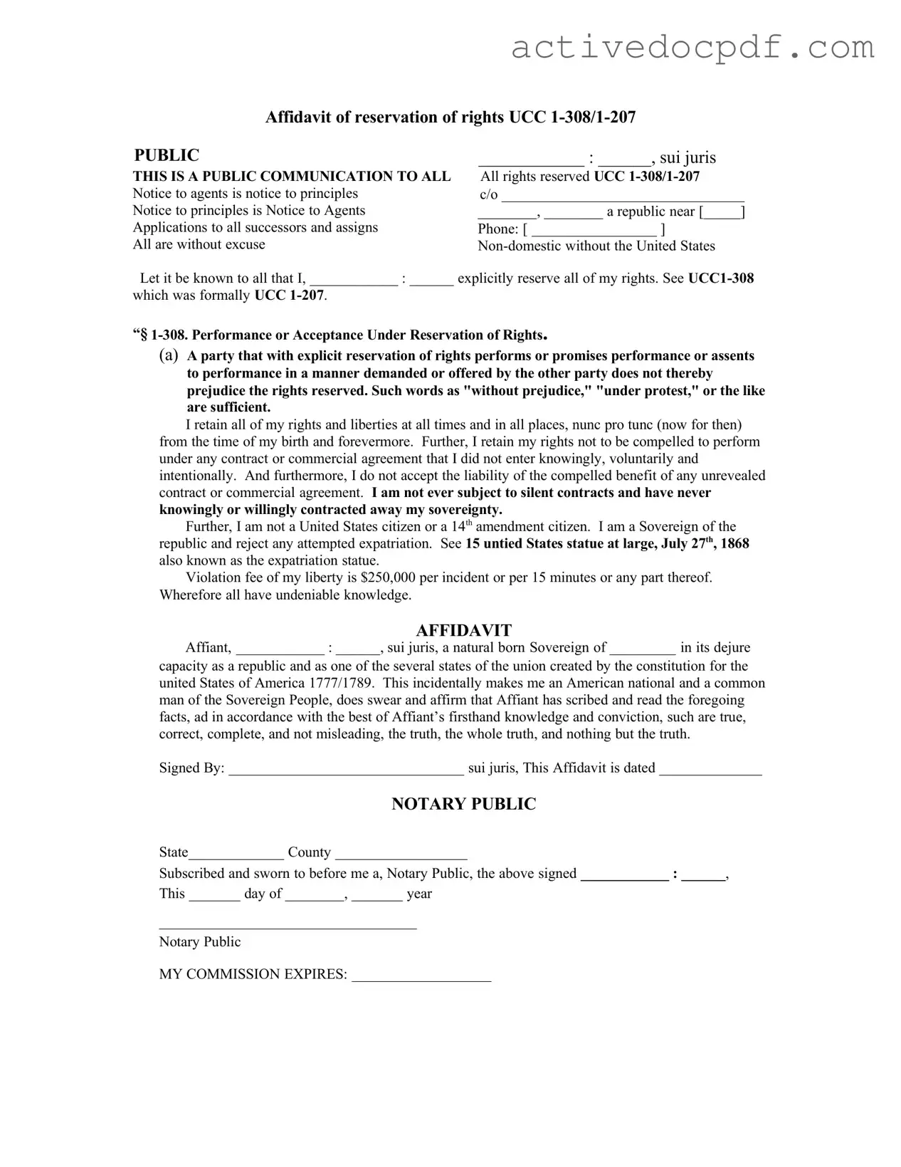Free Ucc 1 308 PDF Form